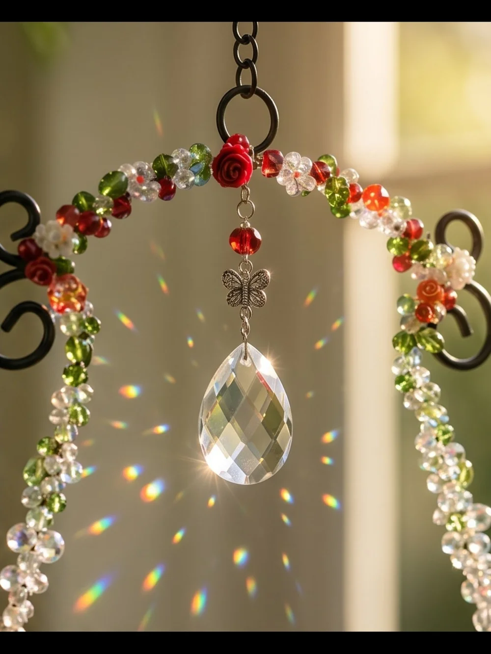 Crystal Hand Beaded Humming Bird Perch